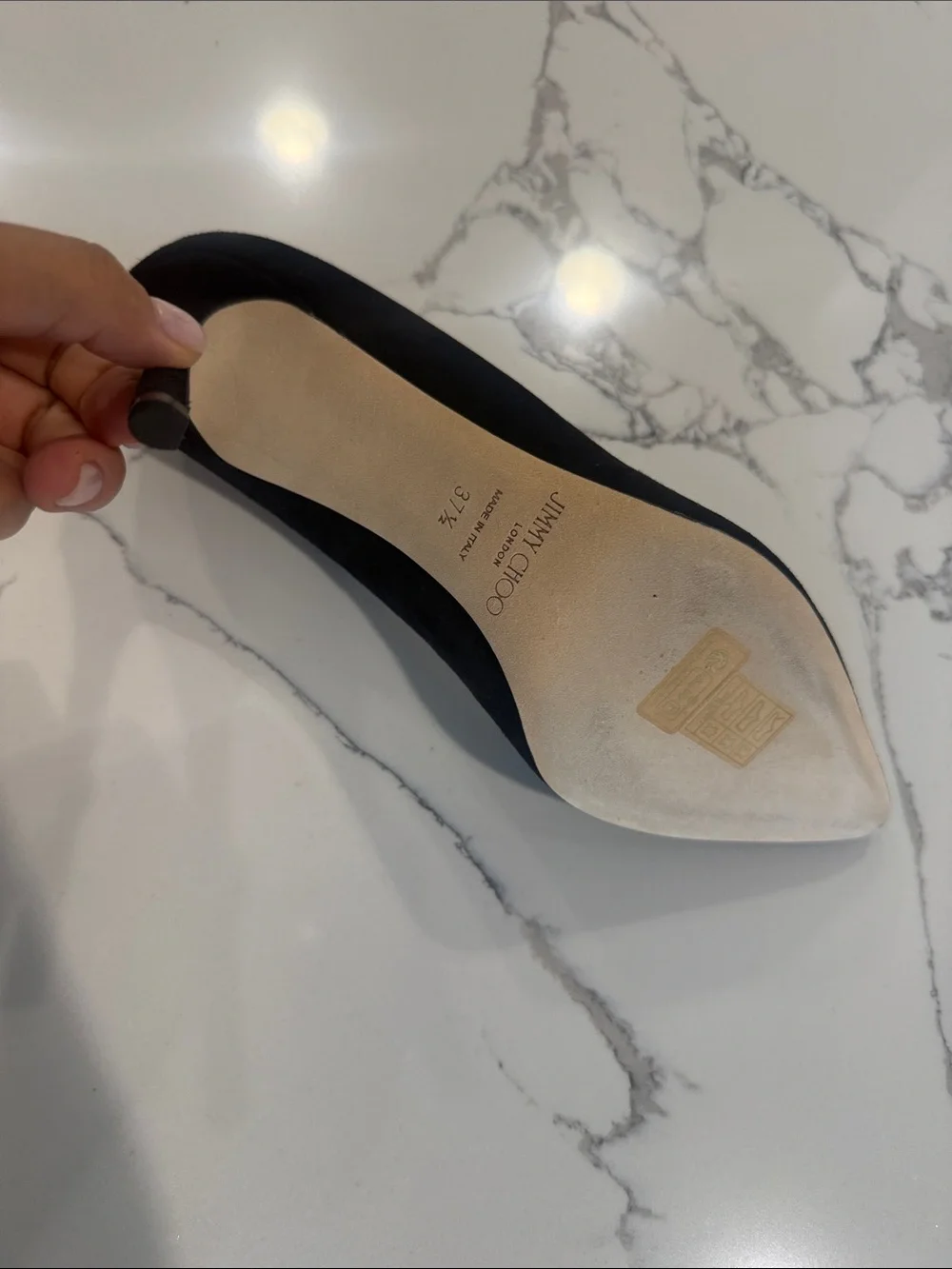 Jimmy Choo Black Suede Pointed-Toe Stiletto Pump - Picture 6 of 7